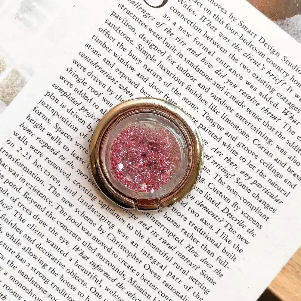 Rose gold add pink Универсальный металлический телефонная розетка держатель 360 градусов поворотный штифт кольцо держатель Блестящий песок кронштейн подставка для iPhone 11 Xiaomi - Цвет: Rose gold add pink