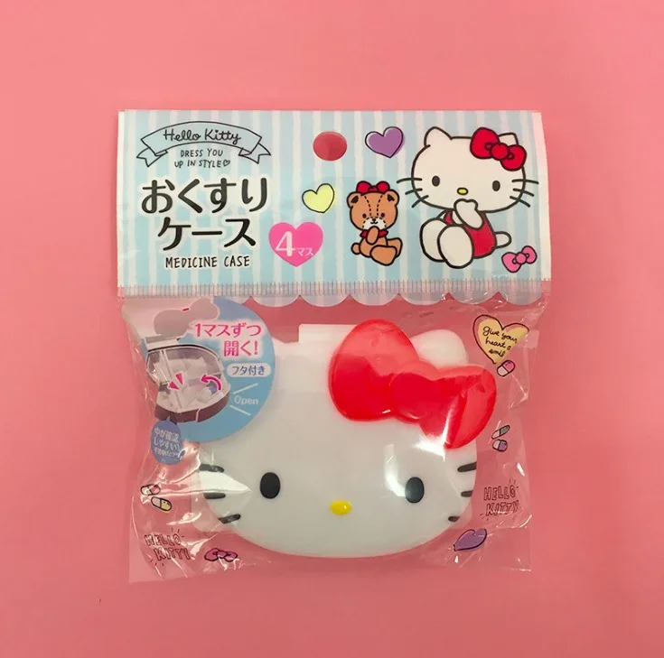 30pcs/lot 4Slots Cute Cartoon Portable Pill Medicine Case Box wholesale Plastic Drug Box Storage Case Box