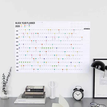 

2020 Year Planner Daily Plan Paper Wall Calendar With 2 Sheet Mark Stickers For School Home Office Supplies