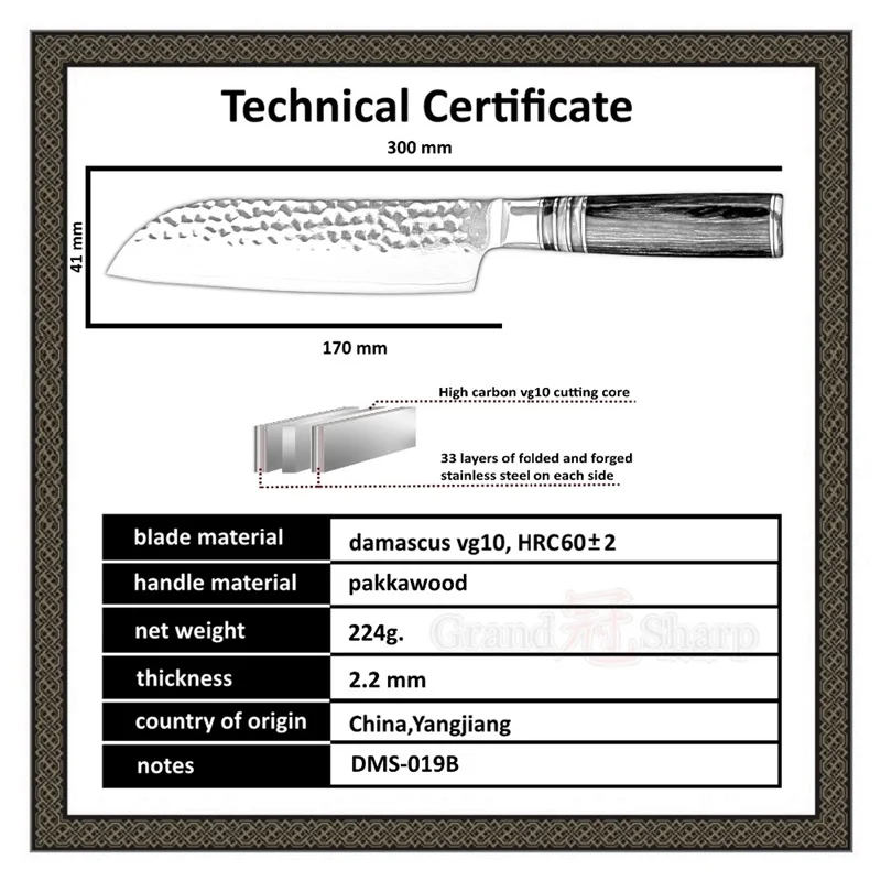 GRANDSHARP дамасский кухонный нож 6,7 дюймов японский Santoku vg10 Дамасская сталь японский поварской нож для филе сашими суши инструменты