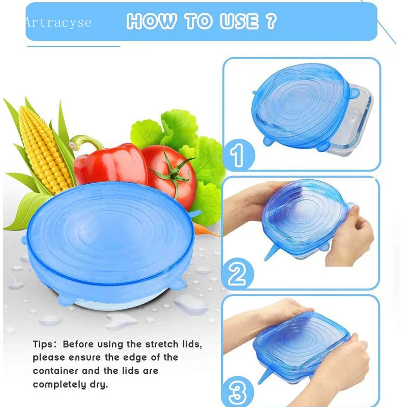 Silicone Cover Stretch Lids Reusable Airtight Food Wrap Cover Keeping Fresh Seal Bowl Stretchy Wrap Kitchen Cookware 3PCS silicone covers silicone pot lid