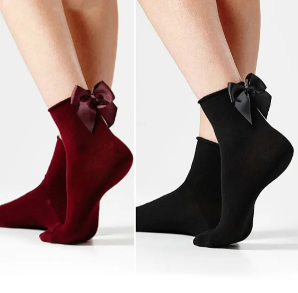 Уличная Женская милая конфетная носочка. Милые короткие носочки с бантом. Повседневные женские цветные контрастные женские носки Sox 21 s