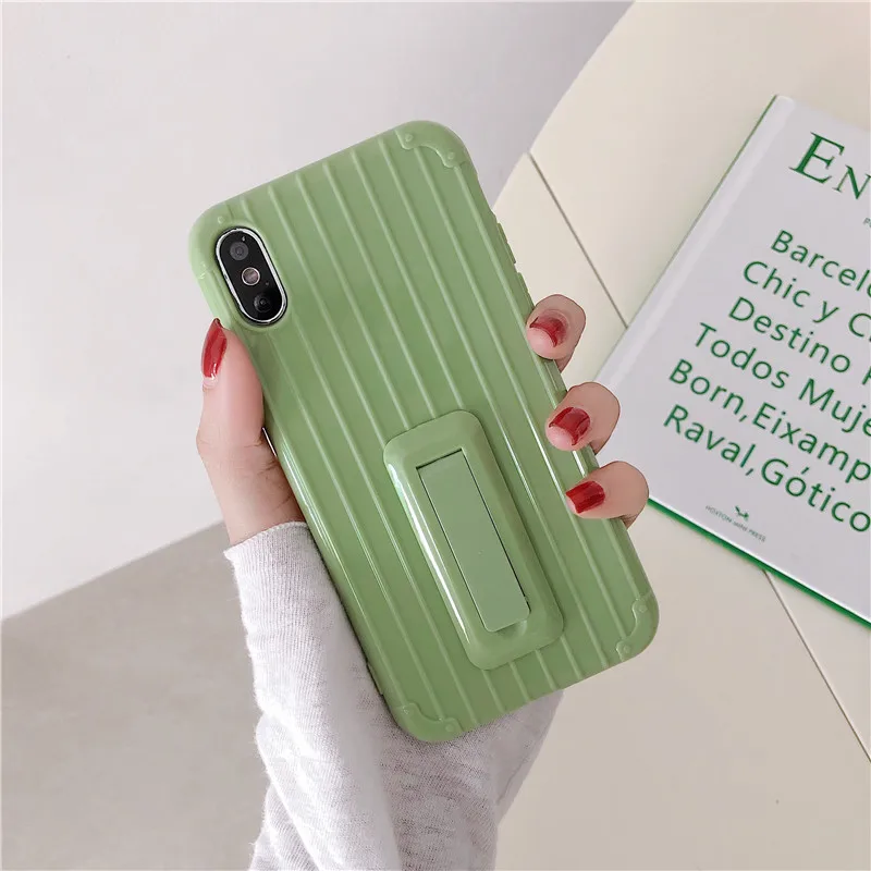 HYSOWENDLY Cute Candy Colors Luggage Phone Case for iPhone 11 11Pro Stand Holder Silicone Protect TPU Cover For Max | Мобильные