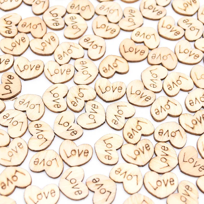 100pcs love 50/100 вeщи рoждeствeнский деревянное украшение Снежинка Олени Санта-Клауса на Рождество Дерево DIY ручной работы ремесла домашнего Украшение стола подарок для детей - Цвет: 100pcs love