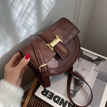 

с доставкой Small PU Leather Saddle Crossbody Bags 2020 Winter Simple Shoulder Bag Luxury Trending Branded Handbags and Purses