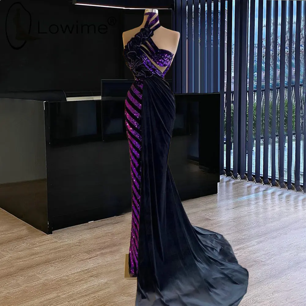 

Contrast Color Purple and Black Mermaid Evening Dresses 2021 Long Formal Evening Gowns Vestidos De Soiree
