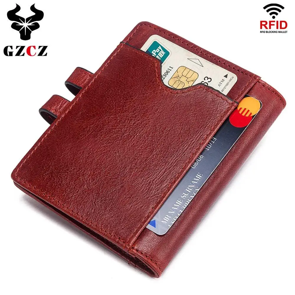 GZCZ Brand Slim Women Genuine Leather ID/Credit Money Clip Female Purse Billfold Wallet Clamp for Card Case Holder Girls | Багаж и сумки