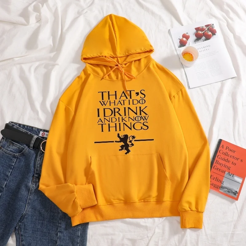 

New 2020 that's I drink andiknow things letter print Casual Pure Color plus size Long Sleeve hooded hoodies