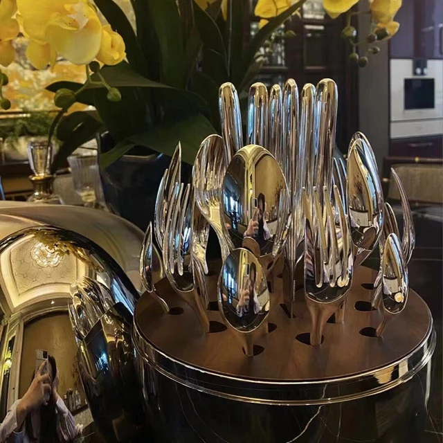 Tojásvacsorkészlet Rozsdamentes Acélból Készült Edények Luxus Evőeszközök Szüreti Minőségű Kés Villa Étkező Vacsora Nyugati - Image 5