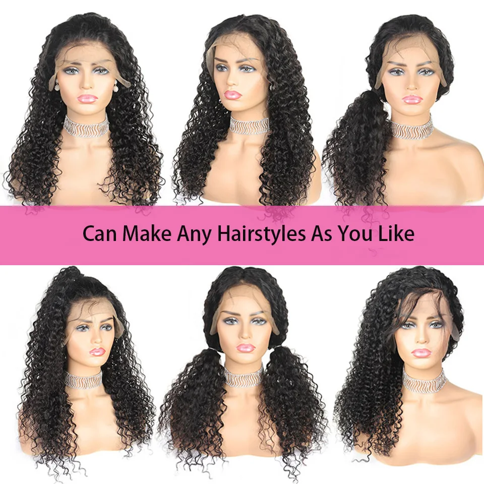 Бразильские кудрявые человеческие волосы парик фронта шнурка человеческие волосы парики Remy человеческие волосы парики 180% плотность человеческих волос парики для черных женщин