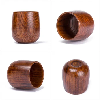 

OYOURLIFE Japanese Style Natural Wooden Cup Reusable Environmental Protection Tea Coffee Milk Wine Cup Heat Insulation Water Cup