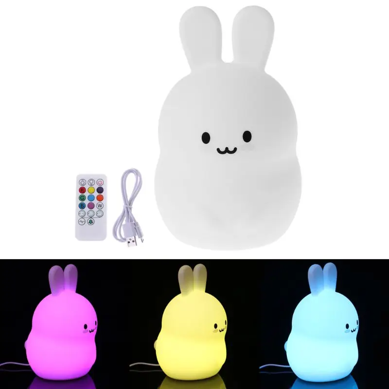 

Night Light Portable Silicone Rabbit Children Kids LED Multicolor Night Lamp USB Charging Light for LED