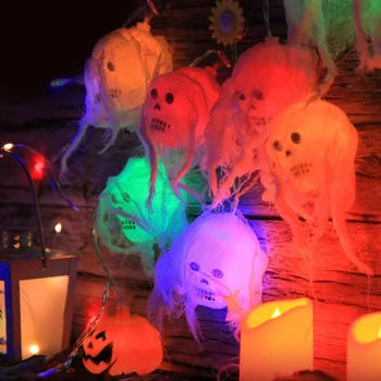 

Halloween 2.5 Meter LED Skull Light String Skull Head Funny Prank Props Party Decorations Ghost Skull Decorations for Home Offic