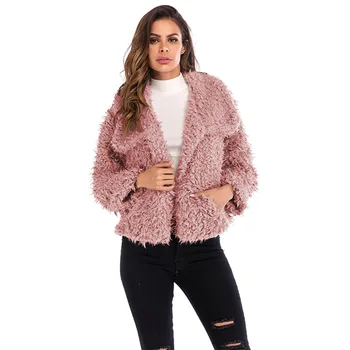 

Turndown Collar Work With Pocket Women Coat Soft Holiday Faux Fur Solid Autumn Winter Casual Daily Long Sleeve Warm Fluffy