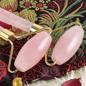 

Rose quartz container massage stick face roller jade face pusher facial eye massage roller
