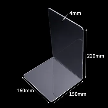 

2pcs Plastic Clear Acrylic Bookend Organizer Stand Stationery Book Shelf -S M L