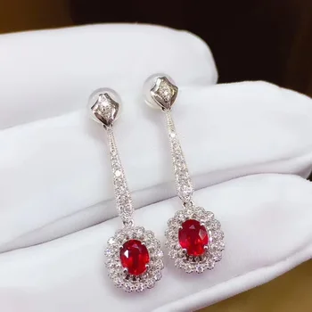 

100% Natural And Real Ruby Earring 925 sterling silver Fine jewelry For men women Earring