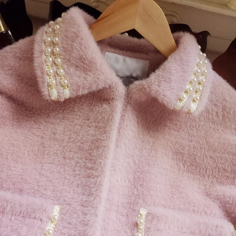 YUZACDWX Chaquetas Mujer Новая зимняя высококачественная шуба из искусственного меха норки Новая модная короткая куртка с бисером