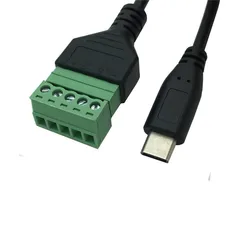 Tornillo de escudo USB 2,0 tipo c macho a 5 pines/vía hembra, terminales enchufables, cable adaptador de 0,3 m