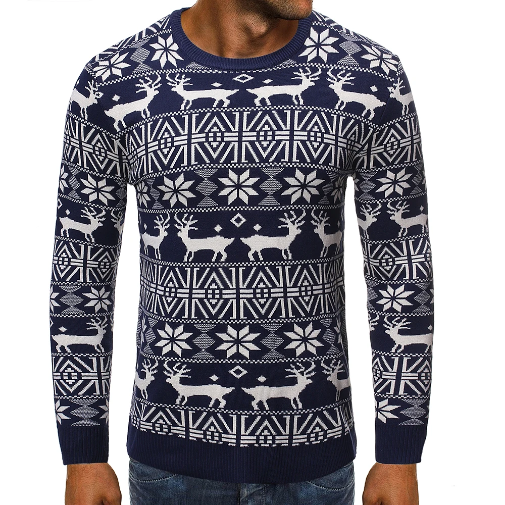 

Caps men's autumn and winter new , European and American men's fashion Ping An deer print casual round collar sweater men