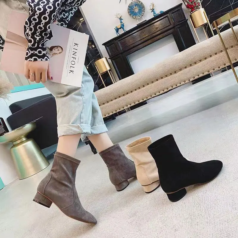 

2019 Autumn And Winter New Style Online Celebrity WOMEN'S Boots Korean-style round-Toe Martin Boots Suede Short Boots Wenzhou Wo