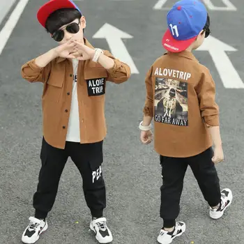 

Kids Shirts Boys Long Sleeve Korean Camicia Boy Tops 2020 Spring Teen Boy Shirts Turn Down Cotton Children Blouse For 12 Years