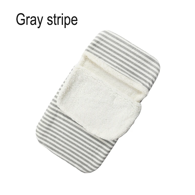 gray stripe Детская зимняя утолщенная пеленка для сна, однотонная теплая прогулочная коляска, мягкий конверт, спальные мешки для новорожденных, спальный мешок - Цвет: gray stripe