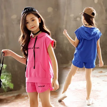 

2020 summer Children teenager tracksuit kids baby Girl Clothes under T Shirt letter short hot Pants 4 5 6 7 8 9 10 11 12 13 Year