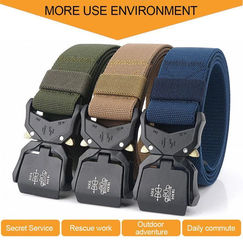 

Men Jeans Belt Outdoor Accessories Military Tactical Belts Lightweight Wear-resistant Quick-released Belt Hiking Camping Hunting