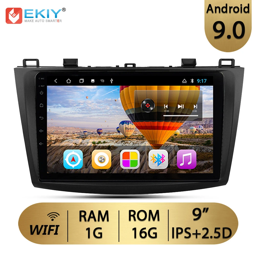 EKIY 9 дюймов ips Android 9,0 авто радио Автомобильный мультимедийный для MAZDA 3 2009 2010 2011 2012 gps Navi Навигация BT стерео аудио 4G плеер - Цвет: 1G 16G WIFI