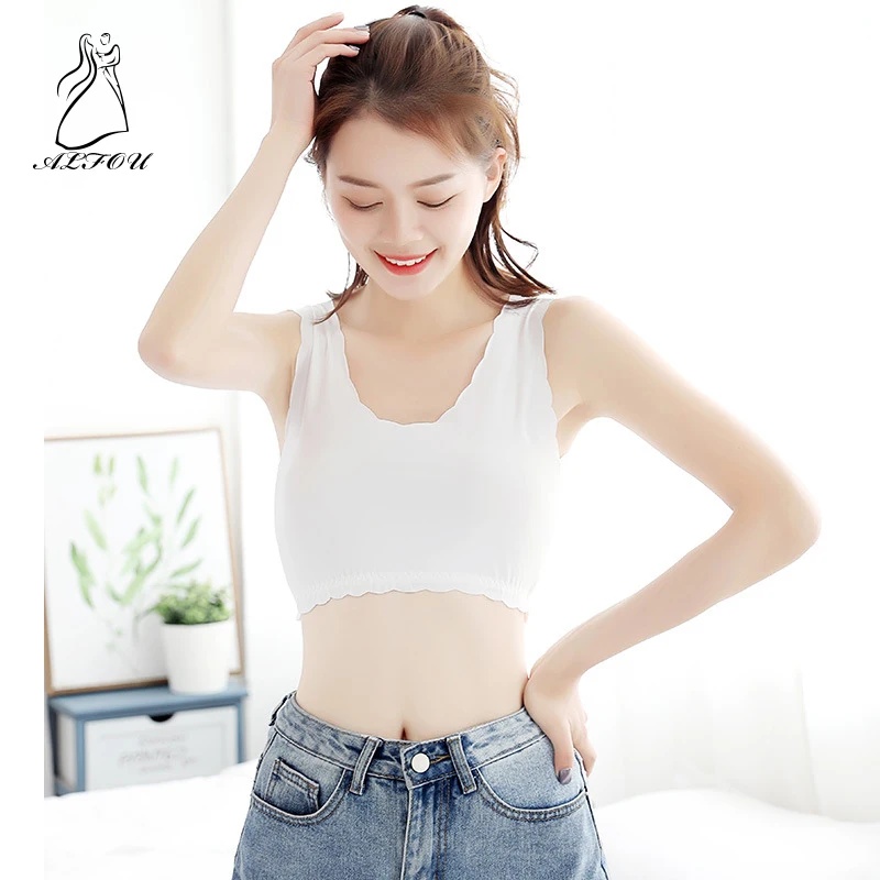Women Lolita Bras Ice Silk Wrapped Chest Tube Top Anti-light Seamless Vest Underwear Sexy Ruffled elastic band Bra | Женская одежда