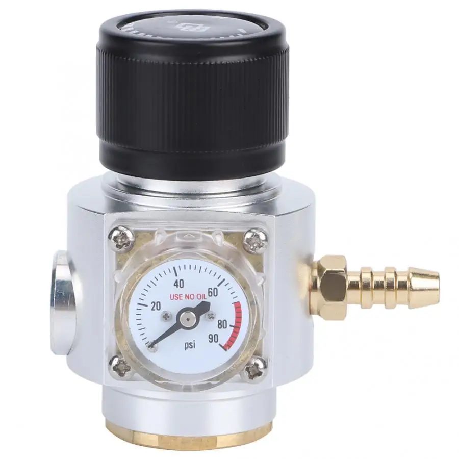 CO2 мини газовый регулятор 0-90PSI Давление датчик с 5/16in ленты для газопроводов из фторопласта(монтажный комплект аквариум двуокиси углерода Давление-редукционный клапан