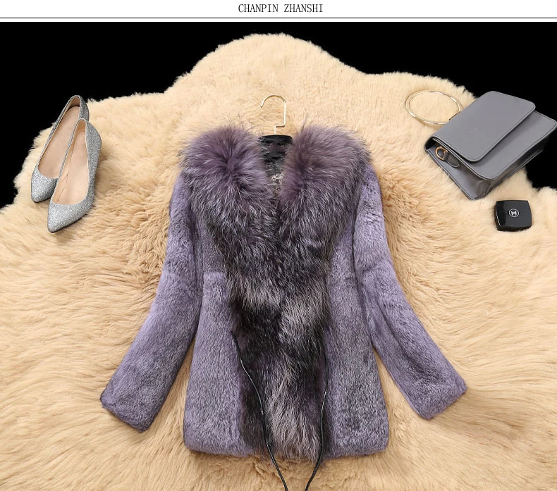 women real rabbit fur coat natural fur jacket female clothing (5)