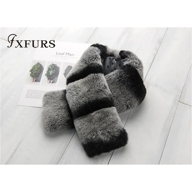 FXFURS 2020 Модные Новые воротники из кроличьего меха шиншиллы Рекс Женские зимние