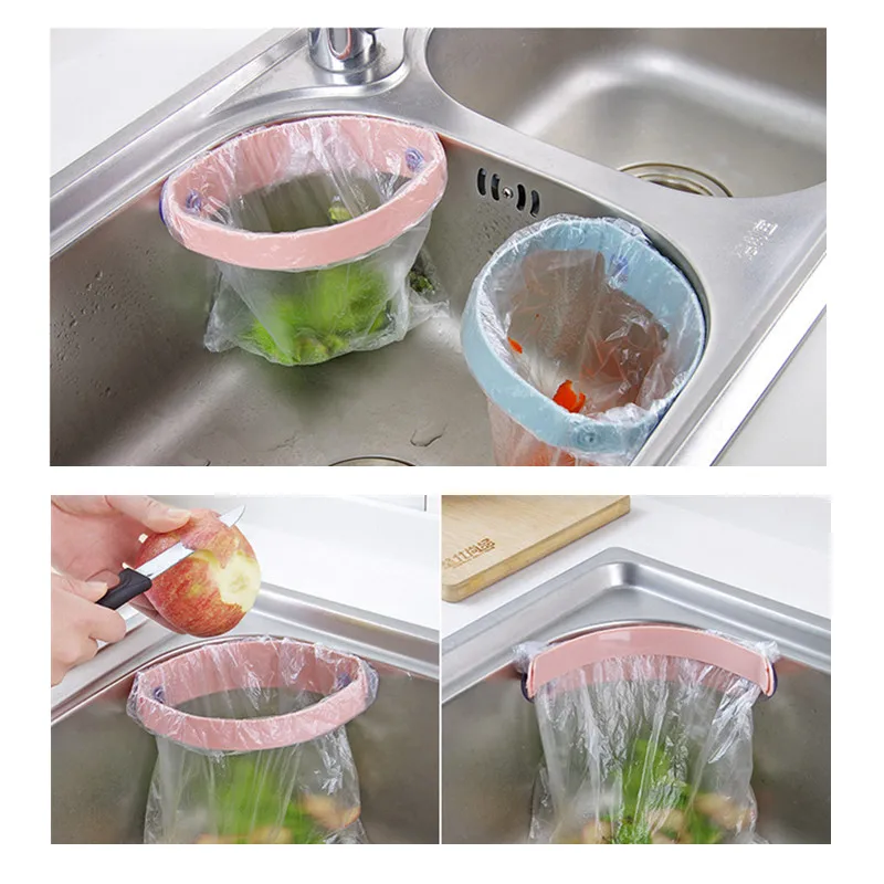

Kitchen Gadgets Suction Cup Rubbish Bag Clip Style Kitchen Tool Fruit Vegetable Peel Trash Storage Rack Pool Kitchen Accessories