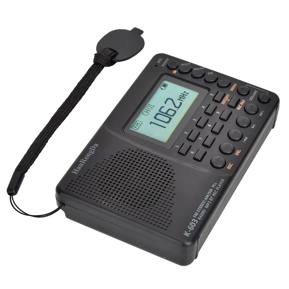 HRD-603 Поддержка TF карты Bluetooth портативный радио AM/FM/SW/BT/TF Карманный Радио USB MP3 цифровой рекордер