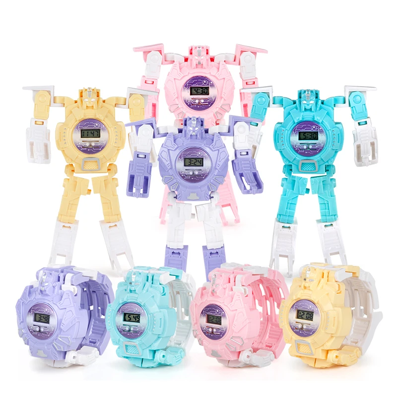 

Deformation Robot Body Action Trasformation Wristwatch Toy Kids Robot Electronic Watch Creative Gifts Educational Fold Watch Toy