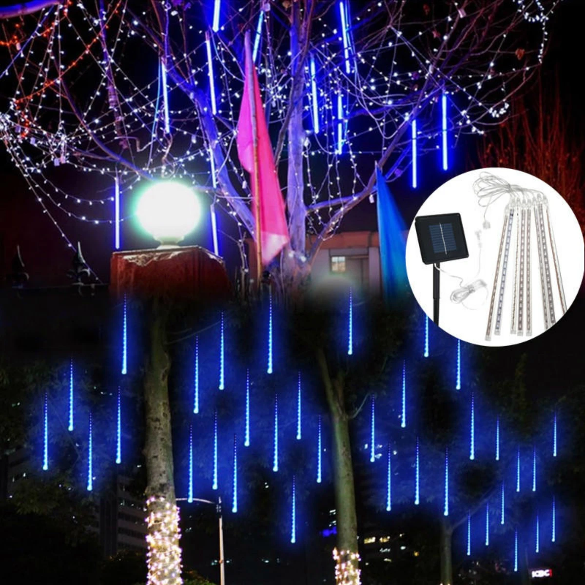 

Solar Powered 30cm 8 Tube LED Meteor Shower Rain Garden Tree Outdooors HoliDay Light