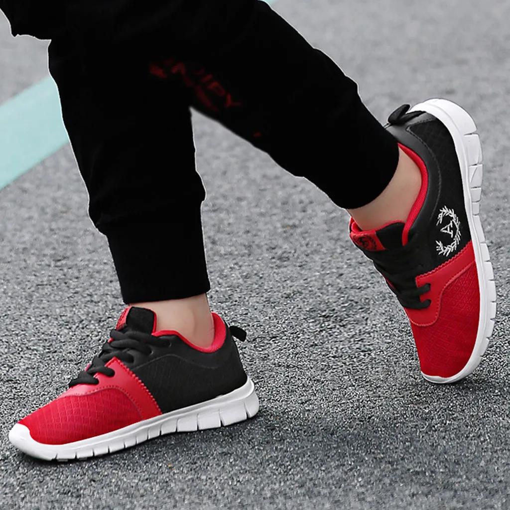 Fashion Children's Mesh Breathable Lightweight Comfortable Outdoor Casual Shoes Comfortable PU Leather Soft Short Sneakers