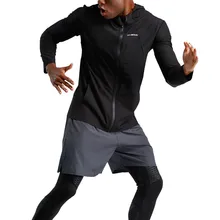 Новинка, черные мужские толстовки с капюшоном, зимние толстовки с длинным рукавом на молнии, куртки для бега, фитнеса, тренировок, спортивные костюмы, тренировочный костюм