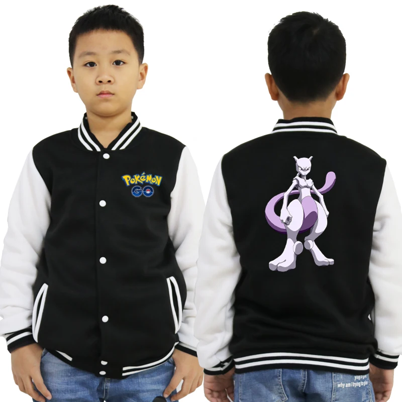 baseball jacket 1 Куртка для мальчиков с принтом «Pokemon Pikachu Go»; зимнее пальто для маленьких девочек; бейсбольная куртка для маленьких детей; спортивная одежда; ветрозащитная одежда для маленьких мальчиков - Цвет: baseball jacket 1