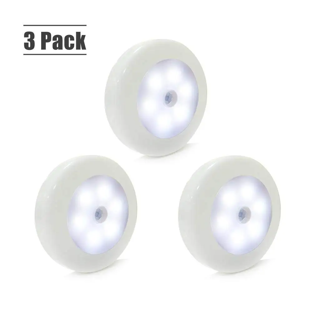 

Motion Sensor Light, Cordless Battery-Powered LED Night Light with 3M Adhesive Pads, 3 Packs Safe Lights for Stairs, Cabinet