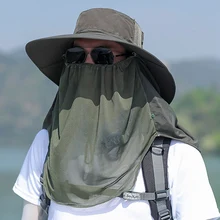 Наружная Кепка с широкими полями 360 градусов Солнцезащитная ветрозащитная быстросохнущая маска для лица с ушками на шее, Рыбацкая Панама