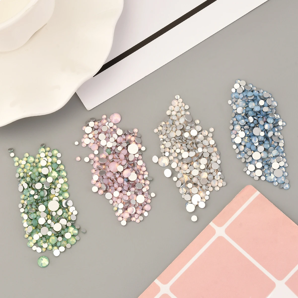 4 Colors Choosen 3D Nail Art Decorations Crystals DIY Nail Art Opal Jelly Pink White Flat Bottom Nail Rhinestones Nail Ornament