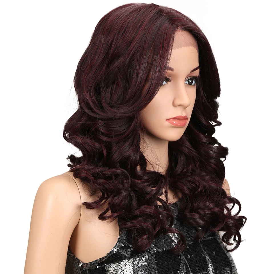 M Wig 20 дюймов Ombre цвета: золотой темно красный длинные волнистые волосы перукасы