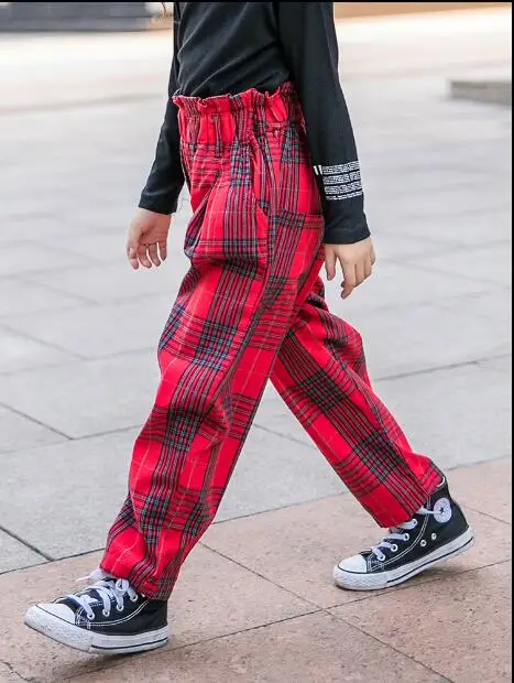 Korean style girls plaid wide pants autumn fashion girls pants 4-9t C213