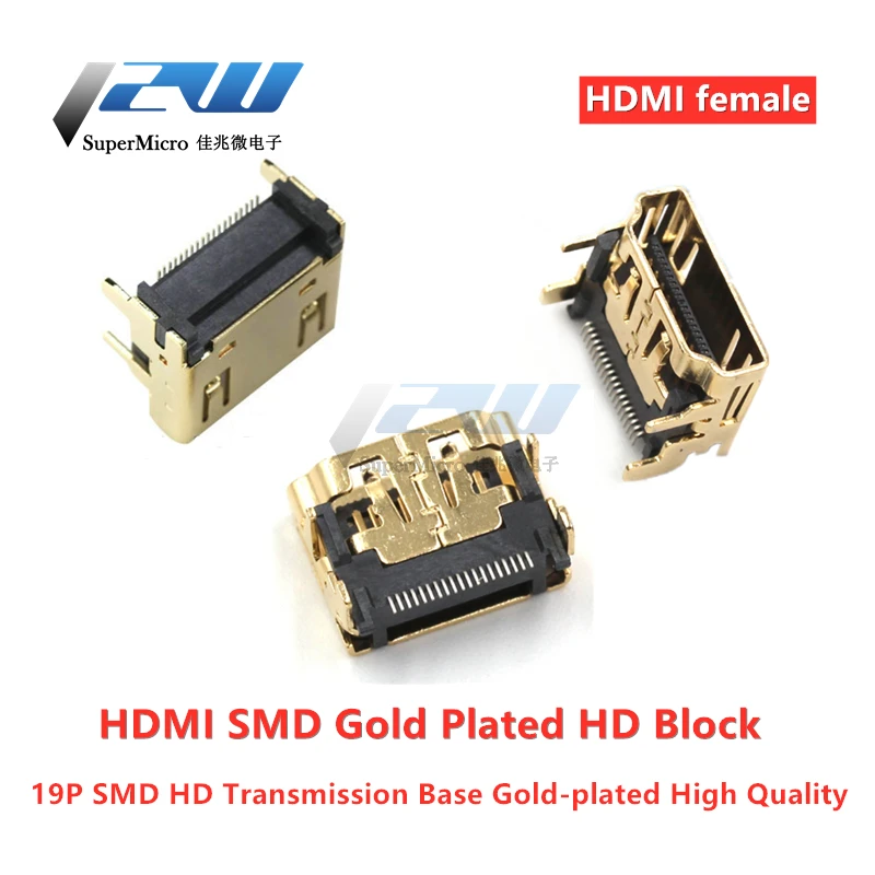 10 шт. 19PIN 19 P HDMI Женский разъем под прямым углом smt smd 90 градусов позолоченный hd PIN|Соединители| |
