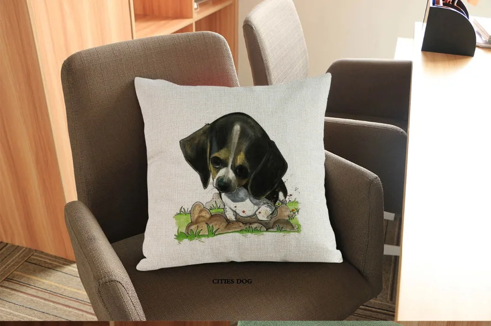 Beagle животное собака акварельная картина льняная подушка, подушка для дома гостиной диван украшения наволочки подушки собаки