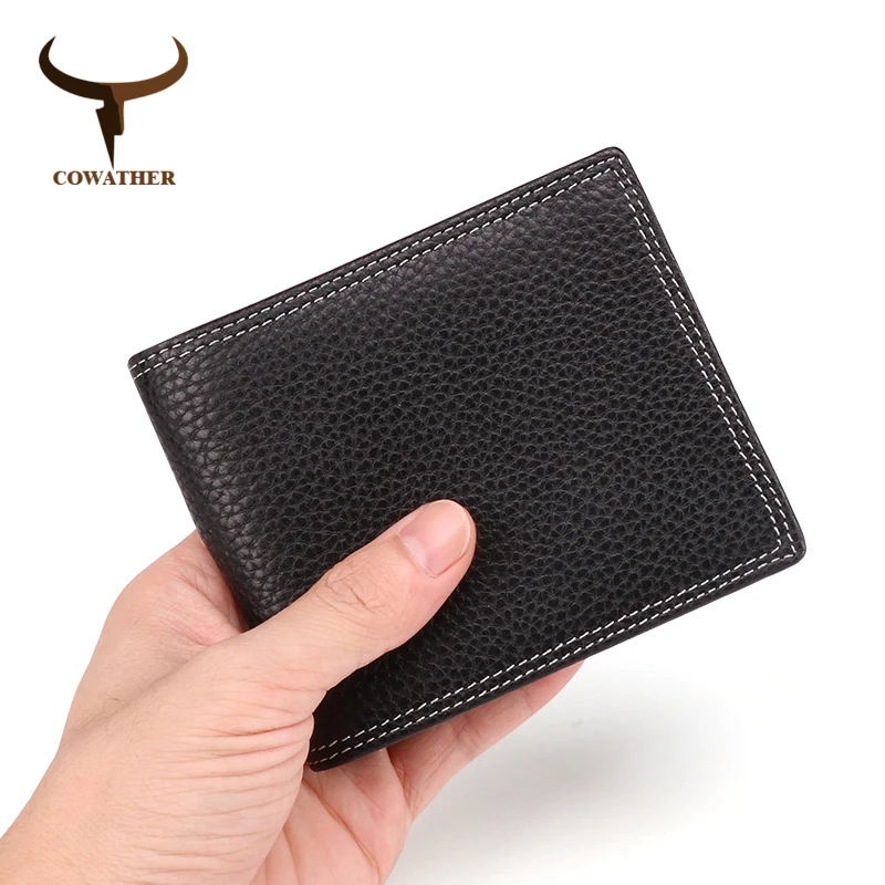 

COWATHER wallet for men top quality cow genuine leather male purse fashion vintage design short cowhide wallet free shipping