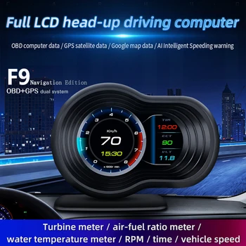 

OBD+GPS HD Car Head up Display with GPS Navigation Bluetooth Windshield Speed Projector Security Alarm